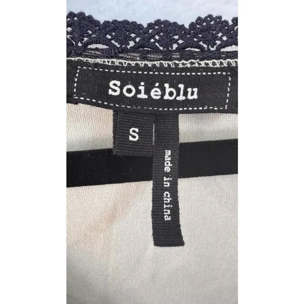 Soiéblu Women's Black Lace Mini Dress with V-Neck and Half Sleeves Size S - Picture 11 of 12